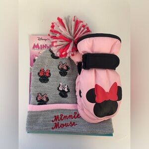 Minnie Mouse Toddler 2pcs Cold Weather Set Hat, Ski Mitten